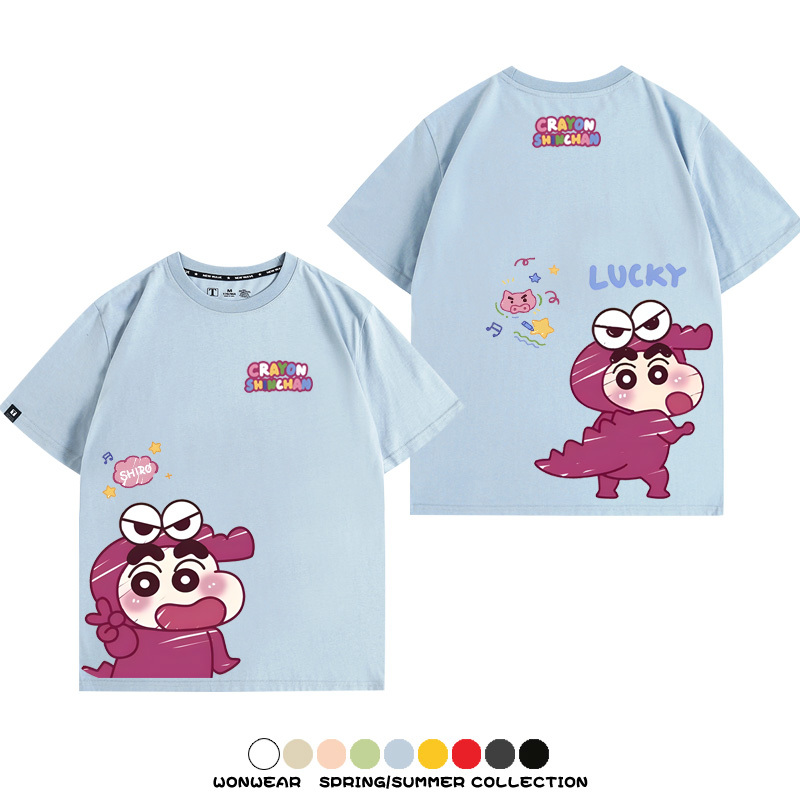 蠟筆小新Q版可愛小恐龍 親子情侶寬鬆短袖T