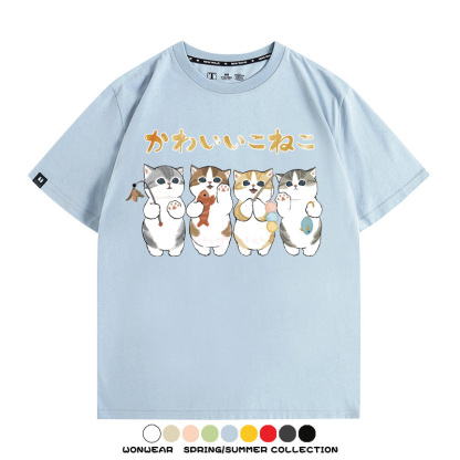 可愛貓貓鏟屎官 親子情侶裝寬鬆短袖T