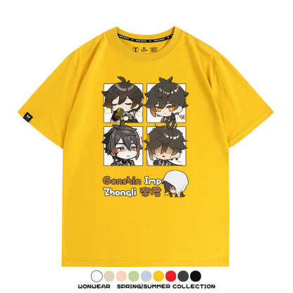 原神遊戲散兵可莉芙寧娜胡桃可愛Q版二次元周邊夏男純棉T恤衫短袖