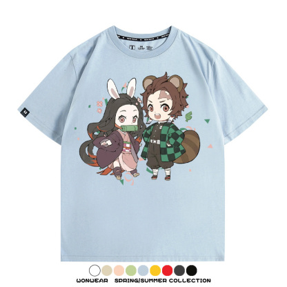 鬼滅之刃動漫周邊聯名  親子情侶裝寬鬆短袖T