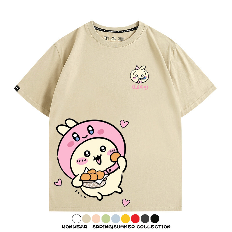 吉伊卡哇chiikawa小可愛吉伊烏薩奇小八聯動情侶短袖純棉T恤上衣