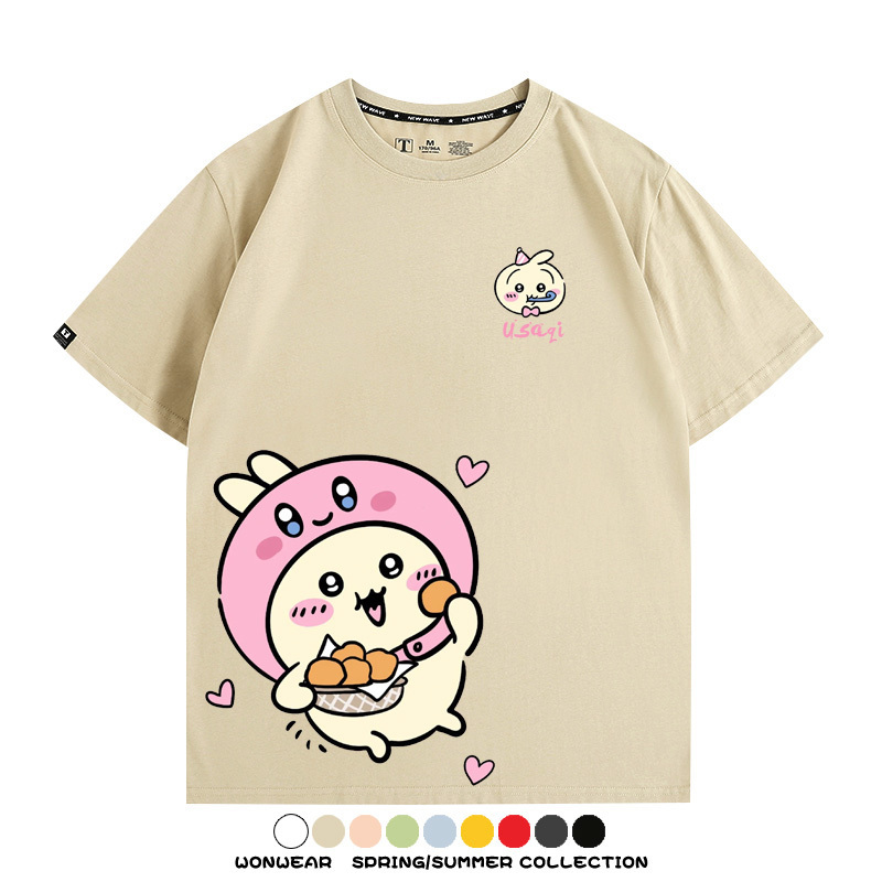 吉伊卡哇chiikawa小可愛吉伊烏薩奇小八聯動情侶短袖純棉T恤上衣