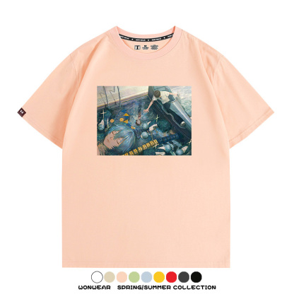 新世紀福音戰士EVA藝術插畫潮牌印花T恤夏季男潮純棉短袖寬鬆上衣