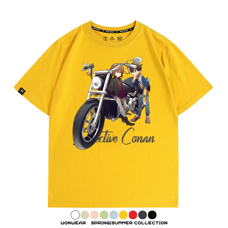 名偵探柯南灰原哀聯名機車 親子情侶裝寬鬆短袖T