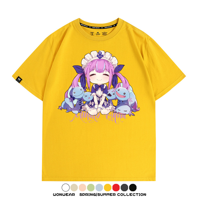 Hololive虛擬主播vtuber湊阿庫婭 親子情侶裝寬鬆短袖T