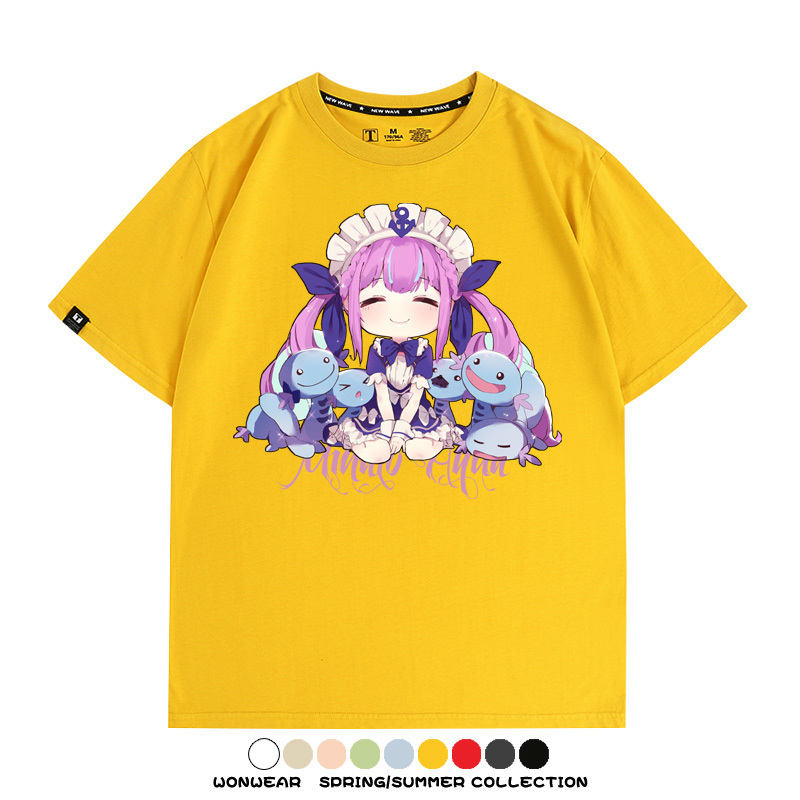 Hololive虛擬主播vtuber湊阿庫婭 親子情侶裝寬鬆短袖T