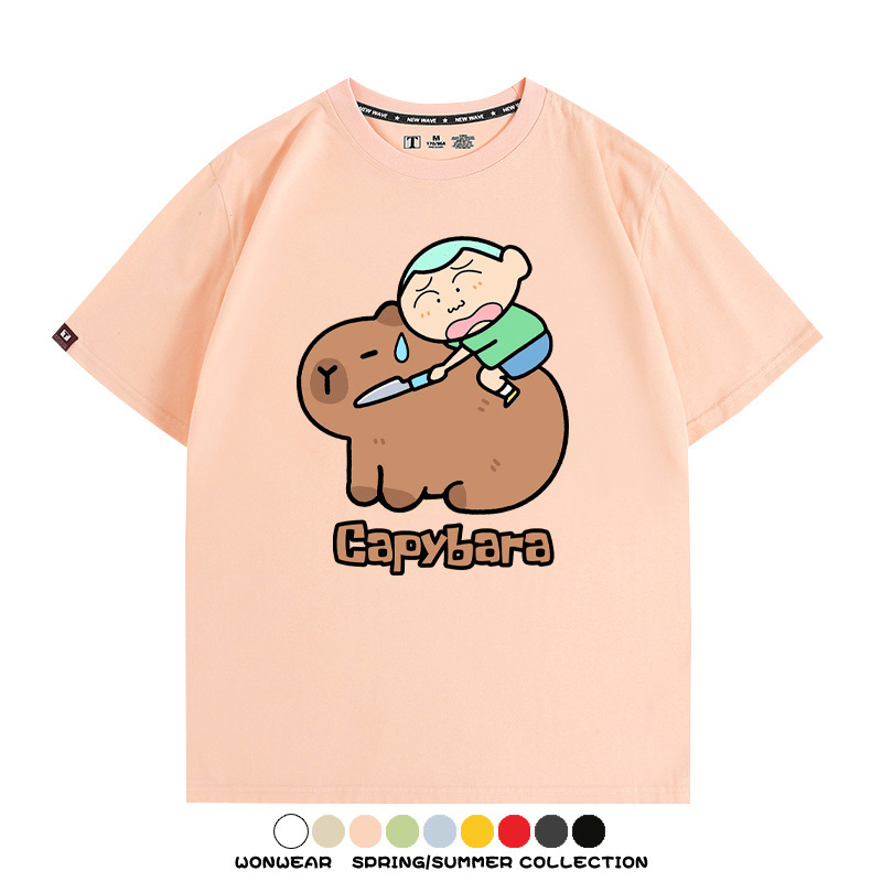 蠟筆小新卡皮巴拉水豚 親子情侶裝寬鬆短袖T