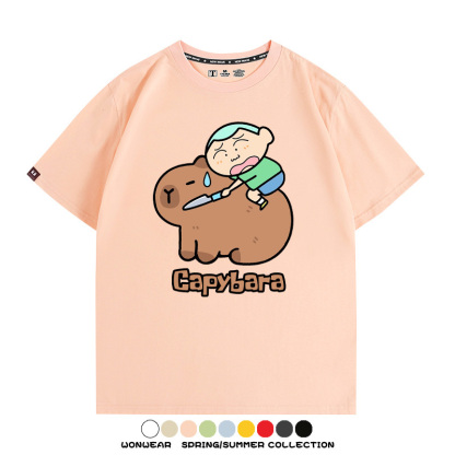 蠟筆小新卡皮巴拉水豚 親子情侶裝寬鬆短袖T