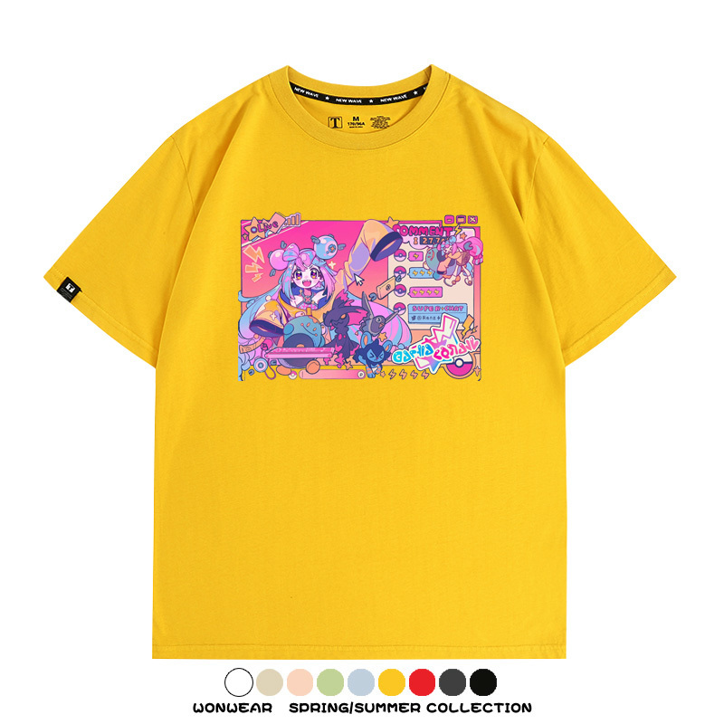 寶可夢歌姬美洛耶塔聯動MIKU初音未來周邊短袖T恤衫夏季純棉上衣寬鬆