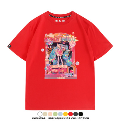 寶可夢歌姬美洛耶塔聯動MIKU初音未來周邊短袖T恤衫夏季純棉上衣寬鬆