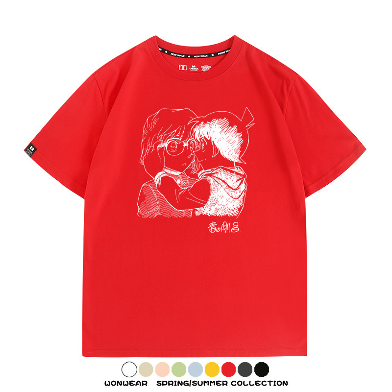 名偵探柯南灰原哀小蘭潮牌情侶原畫聯動周邊短袖夏季純棉T恤寬鬆