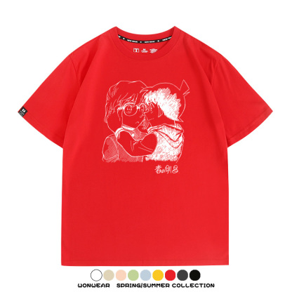 名偵探柯南灰原哀小蘭潮牌情侶原畫聯動周邊短袖夏季純棉T恤寬鬆
