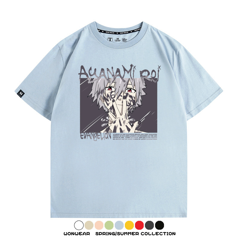 新世紀福音戰士EVA綾波麗明日香褚熏日系潮牌動漫青少年夏純棉T恤