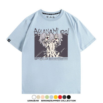 新世紀福音戰士EVA綾波麗明日香褚熏日系潮牌動漫青少年夏純棉T恤