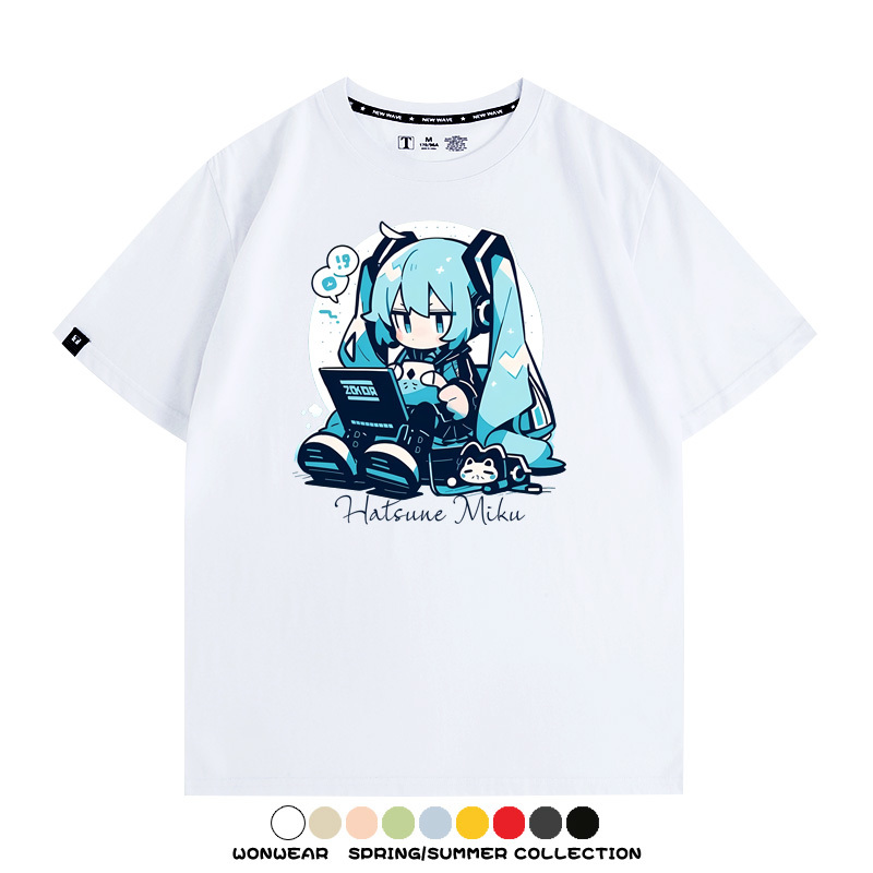元氣日系少女機能動漫初音未來MIKU 親子情侶裝寬鬆短袖T