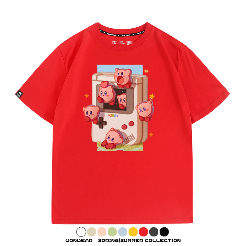 星之卡比任天堂周邊粉色惡魔可愛卡通T恤衫夏季男潮純棉短袖上衣