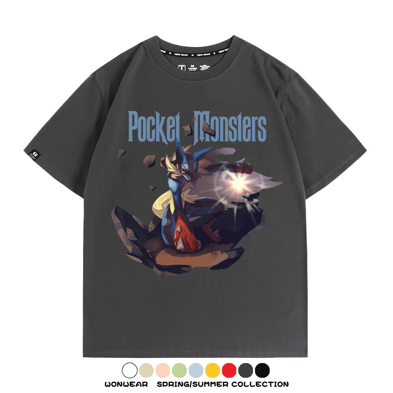 精靈寶可夢路卡利歐動漫周邊短袖T恤