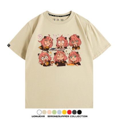 間諜家家酒動漫阿尼亞卡通可愛周邊情侶T恤衫夏季純棉短袖上衣潮