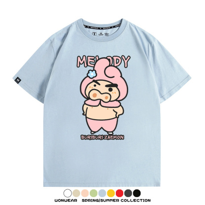 三麗鷗x蠟筆小新肥嘟嘟左衛門 親子情侶寬鬆短袖T