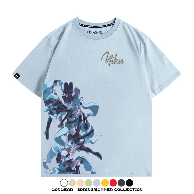 Miku初音未來周邊T恤動漫二次元休閒半袖男青少年短袖衣服潮百搭