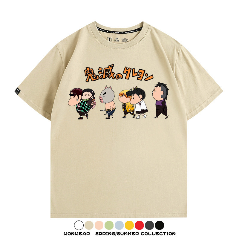 鬼滅之刃蠟筆小新聯名動漫周邊短袖T恤