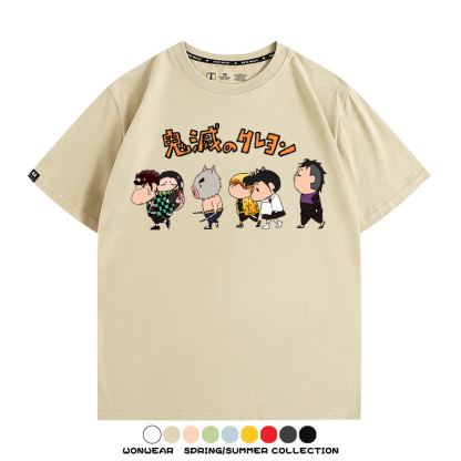 鬼滅之刃蠟筆小新聯名動漫周邊短袖T恤