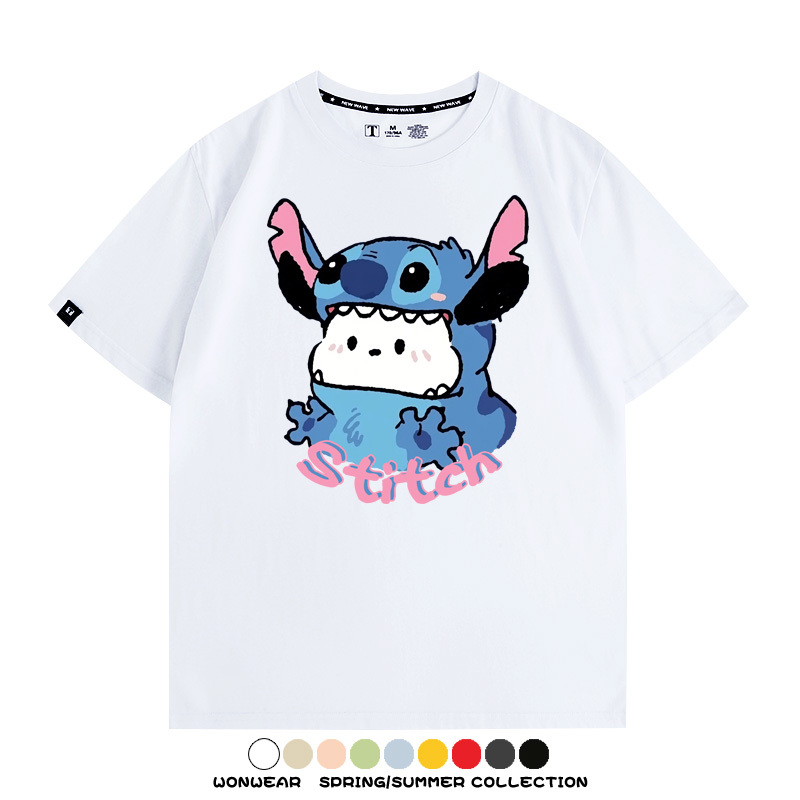 史迪奇三麗鷗帕恰狗聯名 親子情侶裝寬鬆短袖T