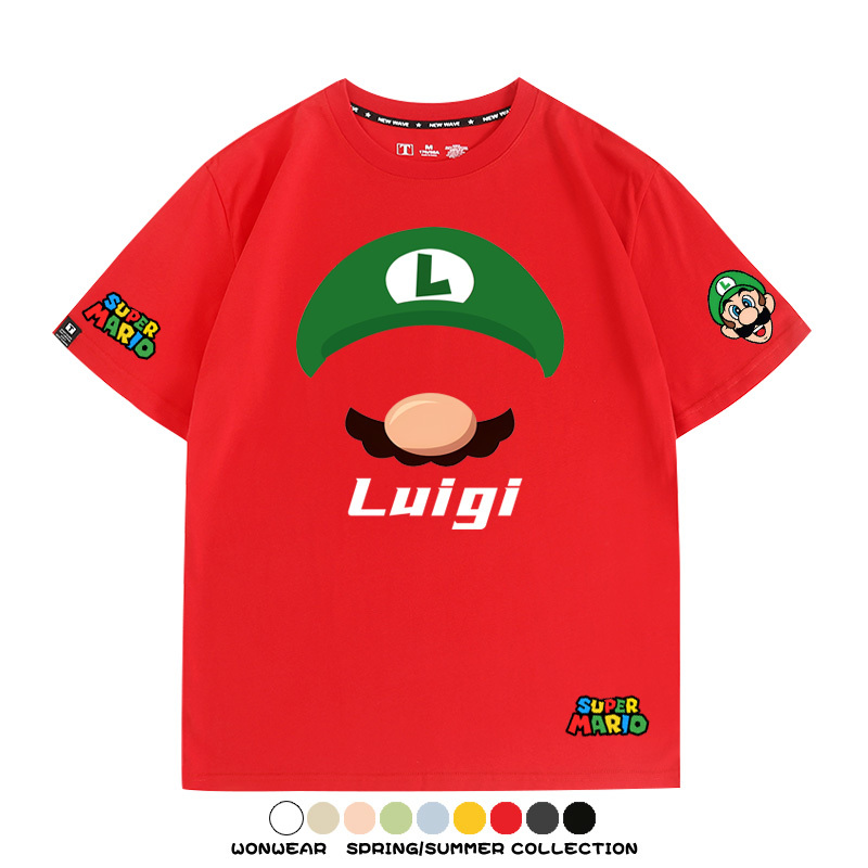 瑪利歐超級瑪麗路易吉兄弟帽子任天堂T恤周邊短袖夏季男潮流寬鬆