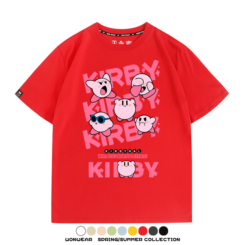 星之卡比任天堂遊戲周邊 親子情侶裝寬鬆短袖T