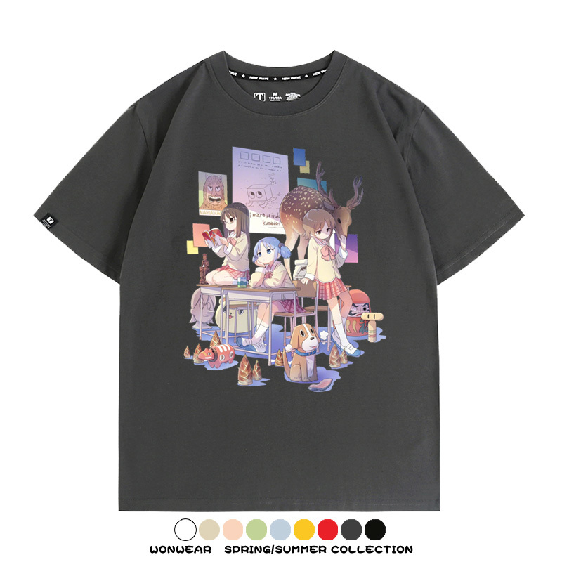 搞笑動漫日常二次元周邊短袖夏季男士純棉T恤衫青少年學生潮上衣