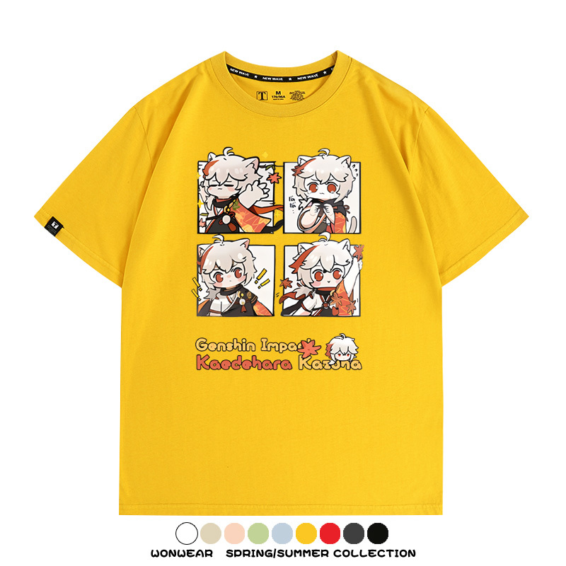 原神遊戲散兵可莉芙寧娜胡桃可愛Q版二次元周邊夏男純棉T恤衫短袖