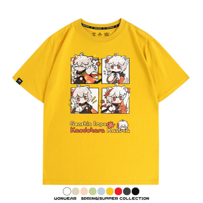 原神遊戲散兵可莉芙寧娜胡桃可愛Q版二次元周邊夏男純棉T恤衫短袖