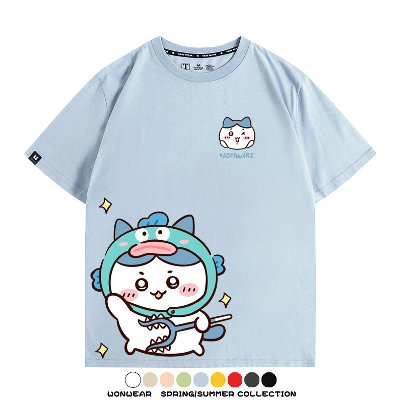 吉伊卡哇chiikawa小可愛吉伊烏薩奇小八聯動情侶短袖純棉T恤上衣