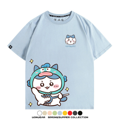 吉伊卡哇chiikawa小可愛吉伊烏薩奇小八聯動情侶短袖純棉T恤上衣