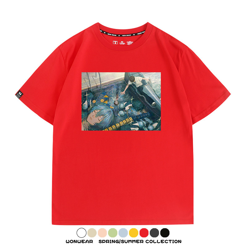 新世紀福音戰士EVA藝術插畫潮牌印花T恤夏季男潮純棉短袖寬鬆上衣