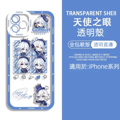 蘋果 系列原神水神芙卡洛斯天使眼透明防摔軟殼