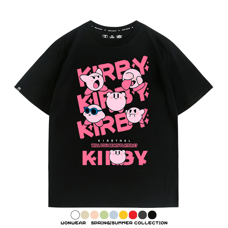 星之卡比任天堂遊戲周邊 親子情侶裝寬鬆短袖T