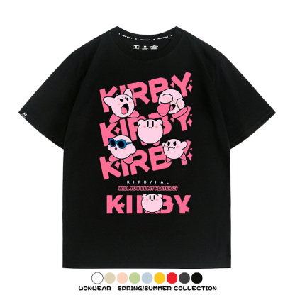 星之卡比任天堂遊戲周邊 親子情侶裝寬鬆短袖T