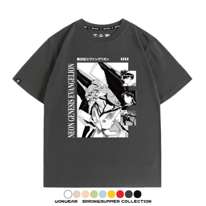 新世紀福音戰士EVA動漫初號機機甲使徒潮流短袖夏季男士純棉T恤衫