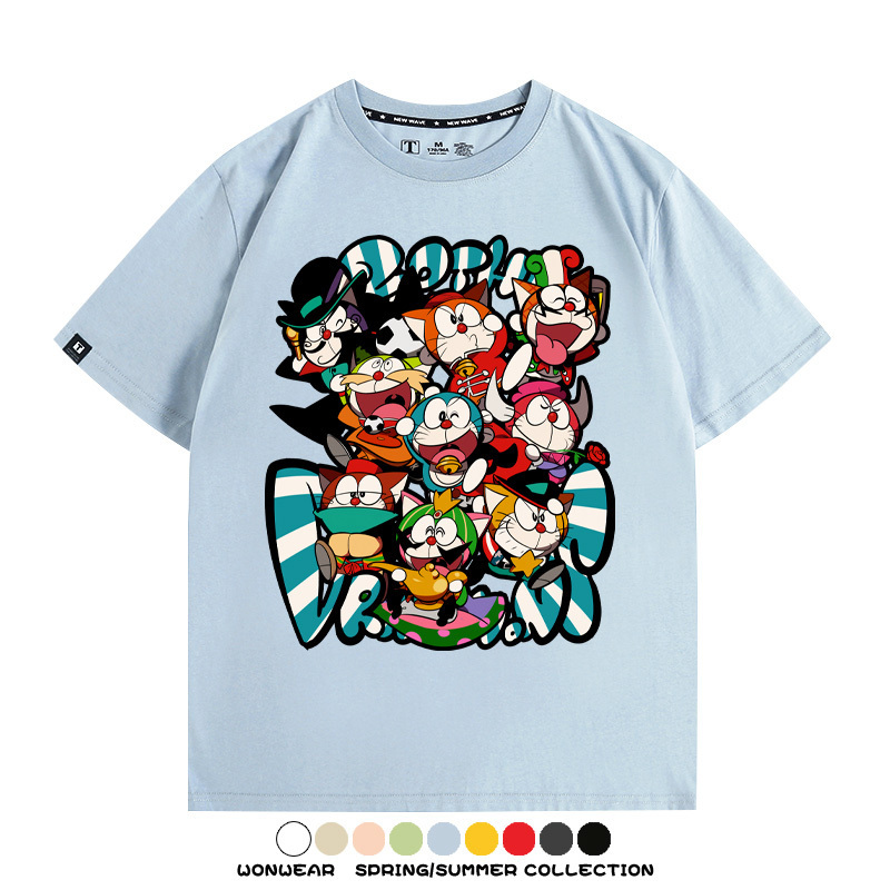 哆啦A夢動漫周邊聯名 親子情侶裝寬鬆短袖T