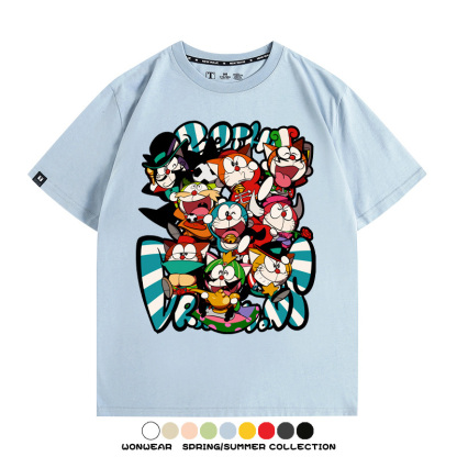 哆啦A夢動漫周邊聯名 親子情侶裝寬鬆短袖T