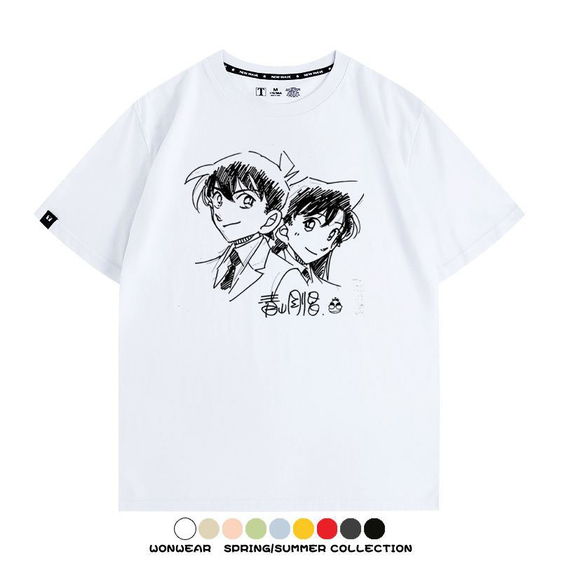 名偵探柯南灰原哀小蘭潮牌情侶原畫聯動周邊短袖夏季純棉T恤寬鬆
