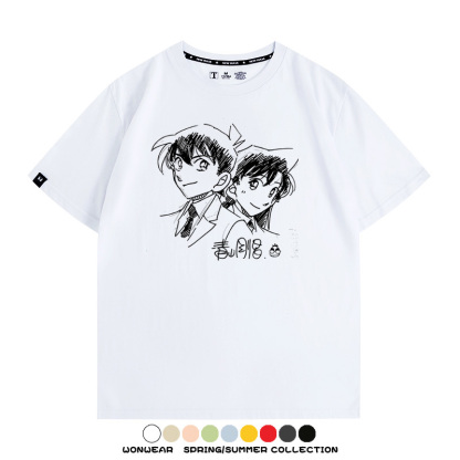 名偵探柯南灰原哀小蘭潮牌情侶原畫聯動周邊短袖夏季純棉T恤寬鬆
