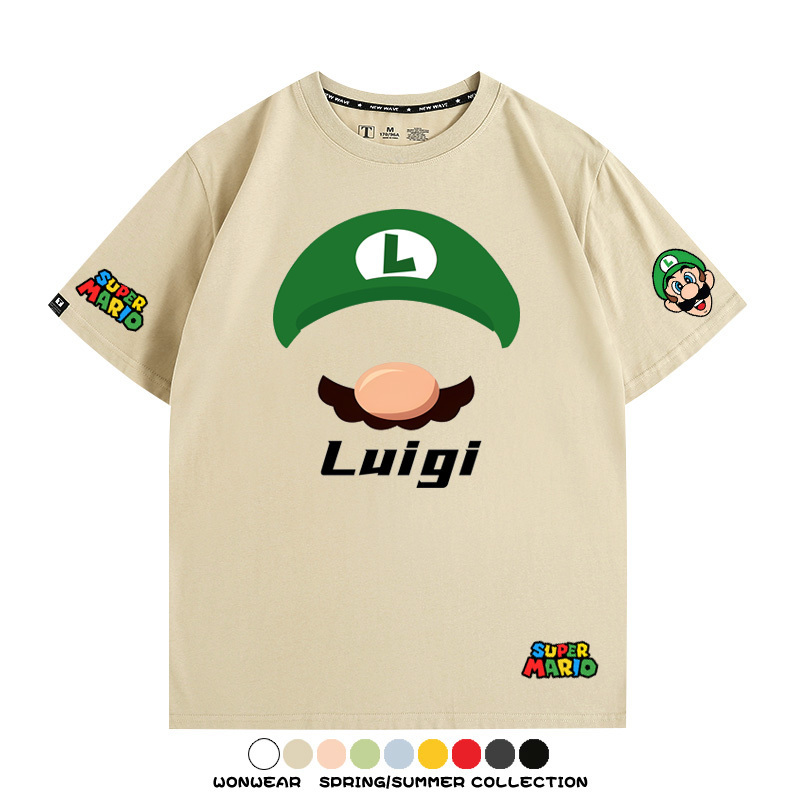 瑪利歐超級瑪麗路易吉兄弟帽子任天堂T恤周邊短袖夏季男潮流寬鬆