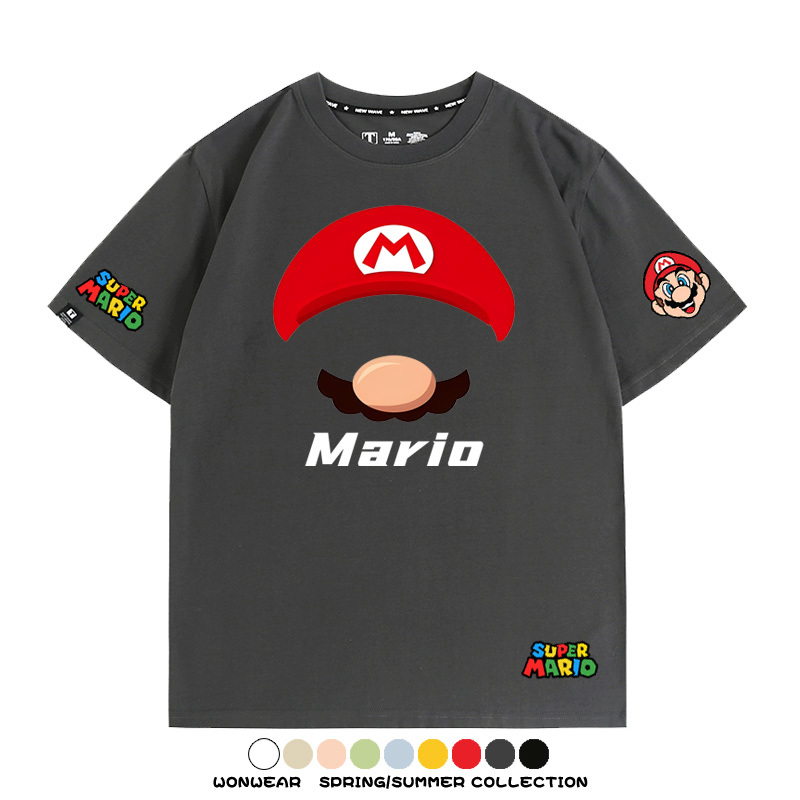 瑪利歐超級瑪麗路易吉兄弟帽子任天堂T恤周邊短袖夏季男潮流寬鬆