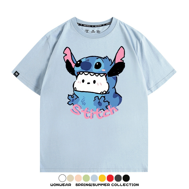 史迪奇三麗鷗帕恰狗聯名 親子情侶裝寬鬆短袖T