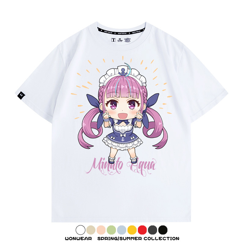 Hololive虛擬主播vtuber湊阿庫婭 親子情侶裝寬鬆短袖T