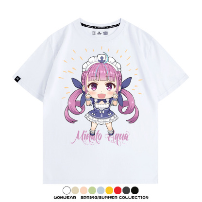 Hololive虛擬主播vtuber湊阿庫婭 親子情侶裝寬鬆短袖T