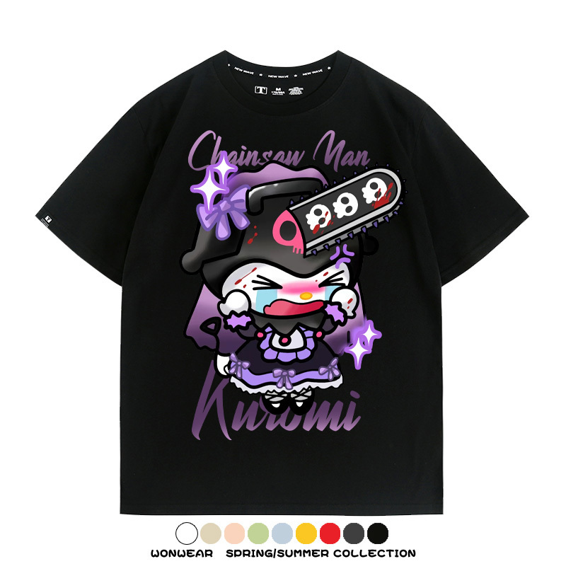 三麗鷗庫洛米聯名鏈鋸人周邊短袖T恤
