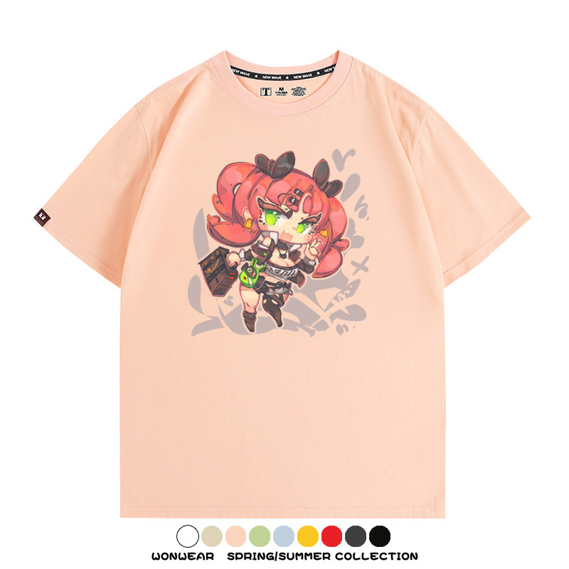絕區零遊戲安比妮可可琳卡通Q版同款短袖夏季純棉T恤衫二次元COS